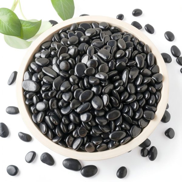 Mulctun Polished Black River Rocks Landscaping Pebbles-0