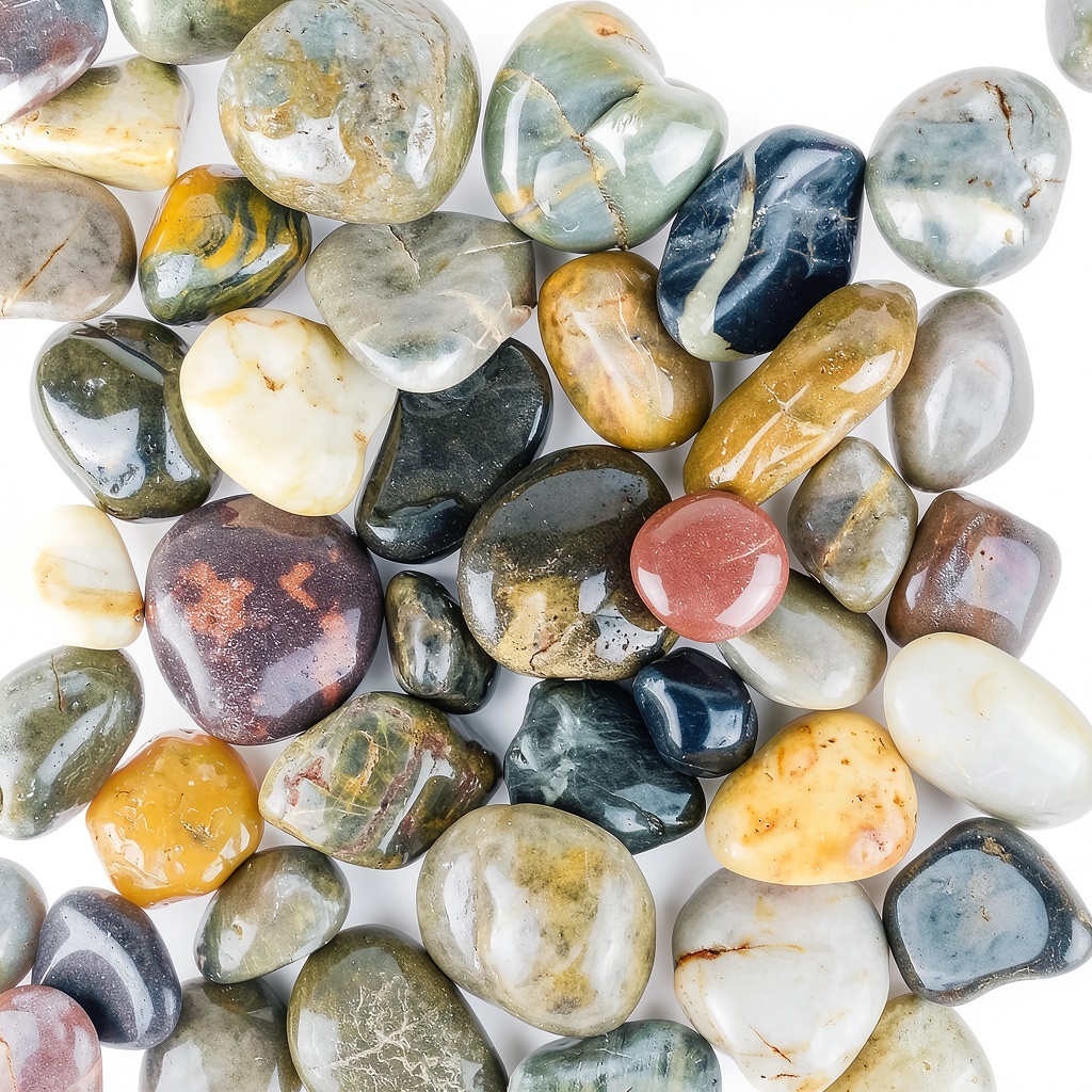 Galashield decorative river rocks in a garden setting