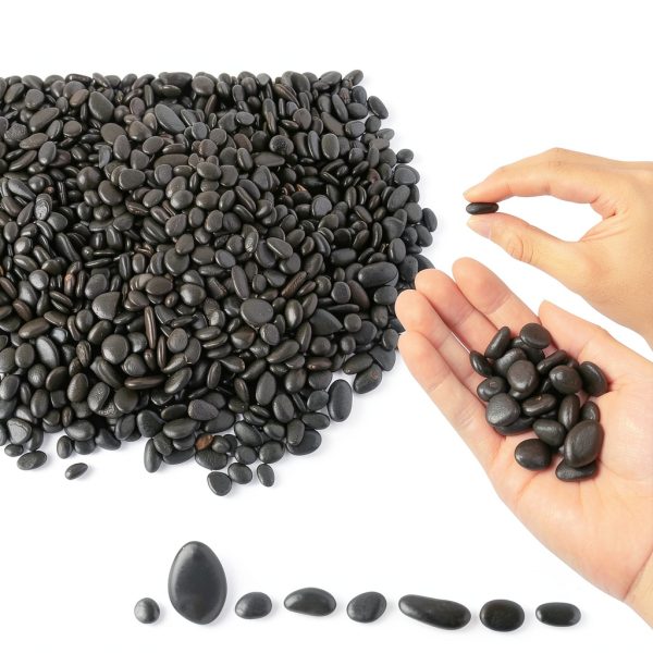 Mulctun Polished Black River Rocks Landscaping Pebbles-1