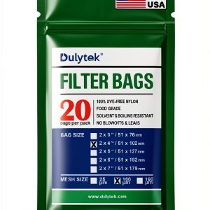 Dulytek Premium Nylon 20 Pcs Filter Bags, 100 Micron, 2" x 4", Double-Stitching, Zero Blowouts, Made in the USA-0