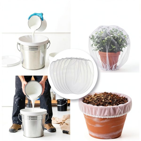 SHENLIU 60 Pieces Paint Strainer Bags 1 Gallon, White Fine Mesh Disposable Paint Filter Bag with Elastic Drawstring Top Opening for Gardening-5