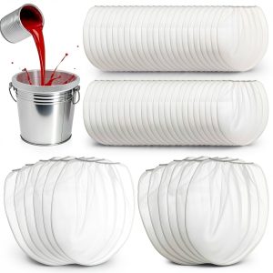 SHENLIU 60 Pieces Paint Strainer Bags 1 Gallon, White Fine Mesh Disposable Paint Filter Bag with Elastic Drawstring Top Opening for Gardening-0
