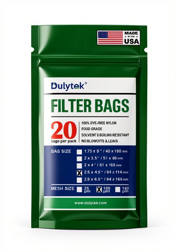 Dulytek Premium Nylon 20 Pcs Filter Bags, 100 Micron, 2.5" x 4.5", Double-Stitching, Zero Blowouts, Made in the USA-0